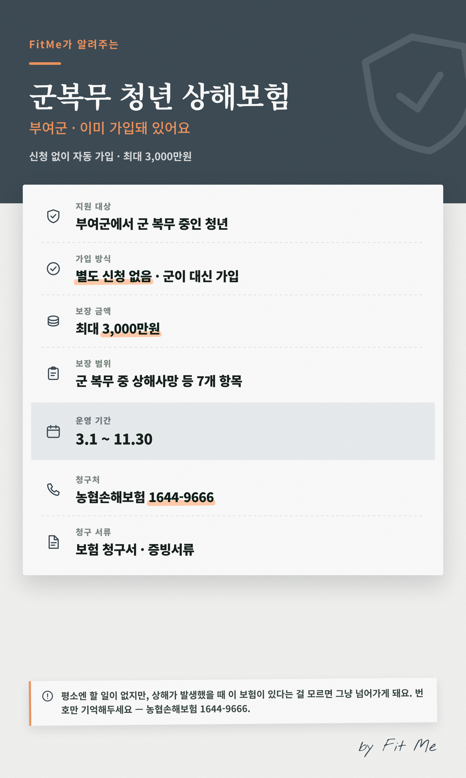 부여군 군복무 청년 상해보험 대상·보장금액·청구처 한눈에 정리